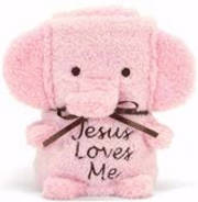 Blankie-Sweet Animal-Elephant, Pink-Jesus Loves Me | SHOPtheWORD