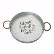 Serving Tray-Eat Well-Metal w/Rope Handles (14" Round) | SHOPtheWORD