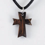 Necklace-Angled Cross w/24" Chain-Wood (Adjustable) (Carded) | SHOPtheWORD