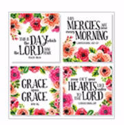 Square House Coasters-Floral Religion (Set Of 4) (4") | SHOPtheWORD