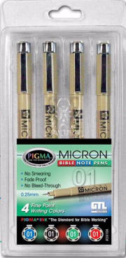 Pen-Pigma Micron (01) Fine Point Bible Note Pen (Set Of 4) | SHOPtheWORD