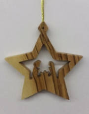 Ornament-Olive Wood-Holy Family In Star (2.5") | SHOPtheWORD