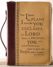 Bible Cover-Classic Luxleather-I Know The Plans-X Large-Burgundy/Sand | SHOPtheWORD