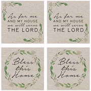 Square House Coasters-Leaf (Set Of 4) (4") | SHOPtheWORD