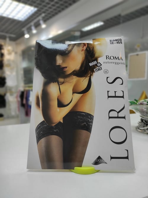 Чулки на силиконовой резинке Lores БЕЛЫЕ 20 DEN