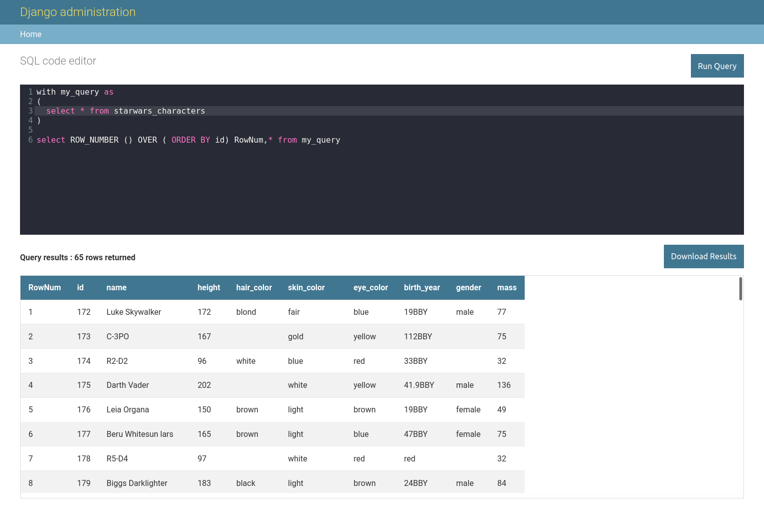 SQL Editor Results