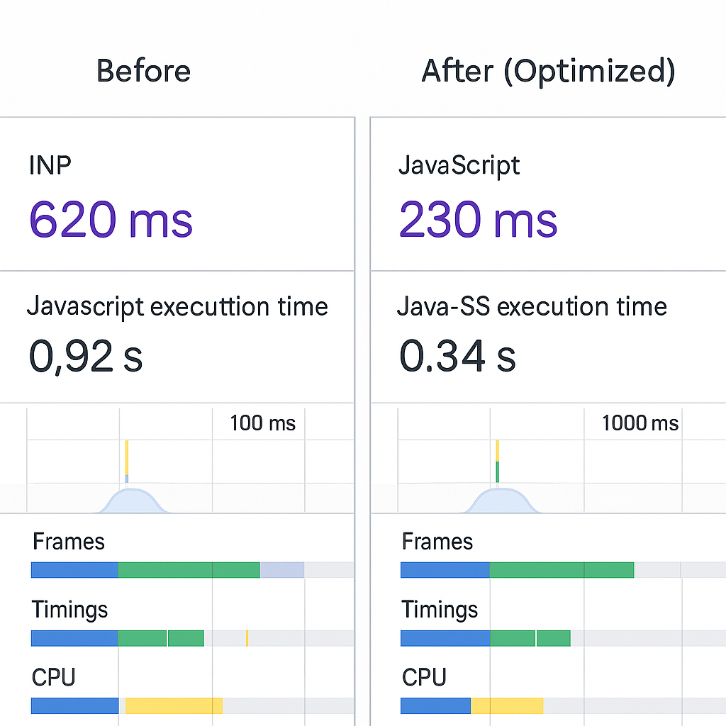 Comparison of INP and JS execution metrics
