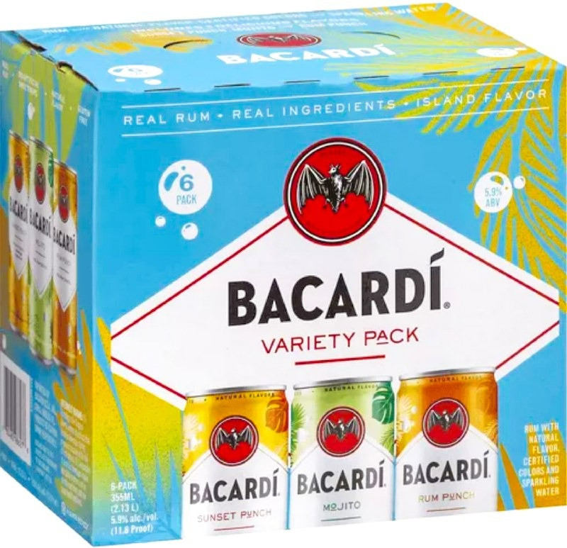 Bahama Raspberry Bacardi Ready-to-Drink Combo Pack (Bahama Mama Premium Rum, Peach Rum ...