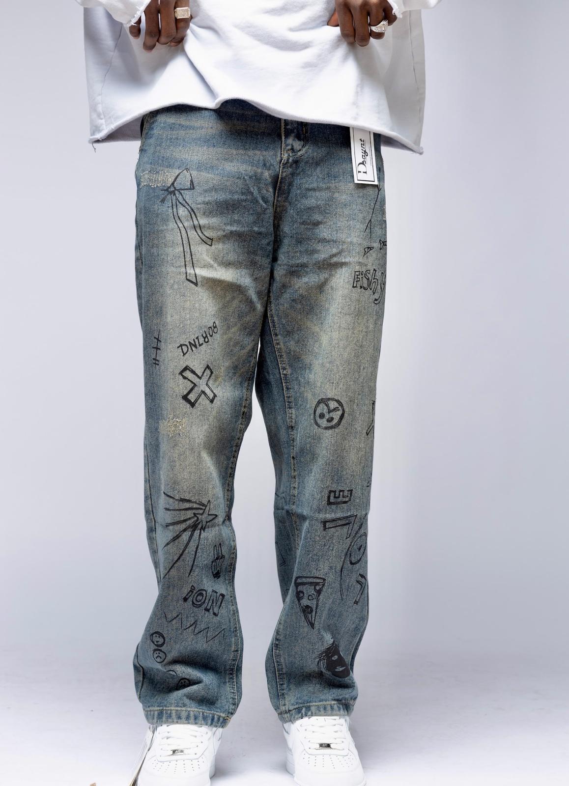 Emoji Print Straight Pant