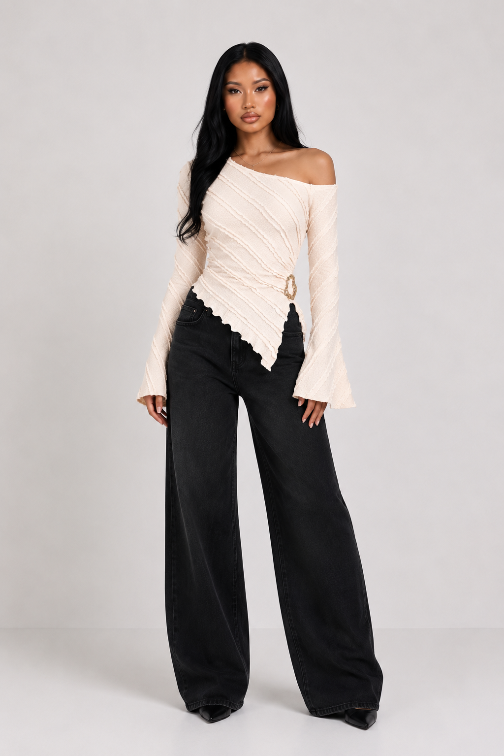 Cream Asymmetrical Top