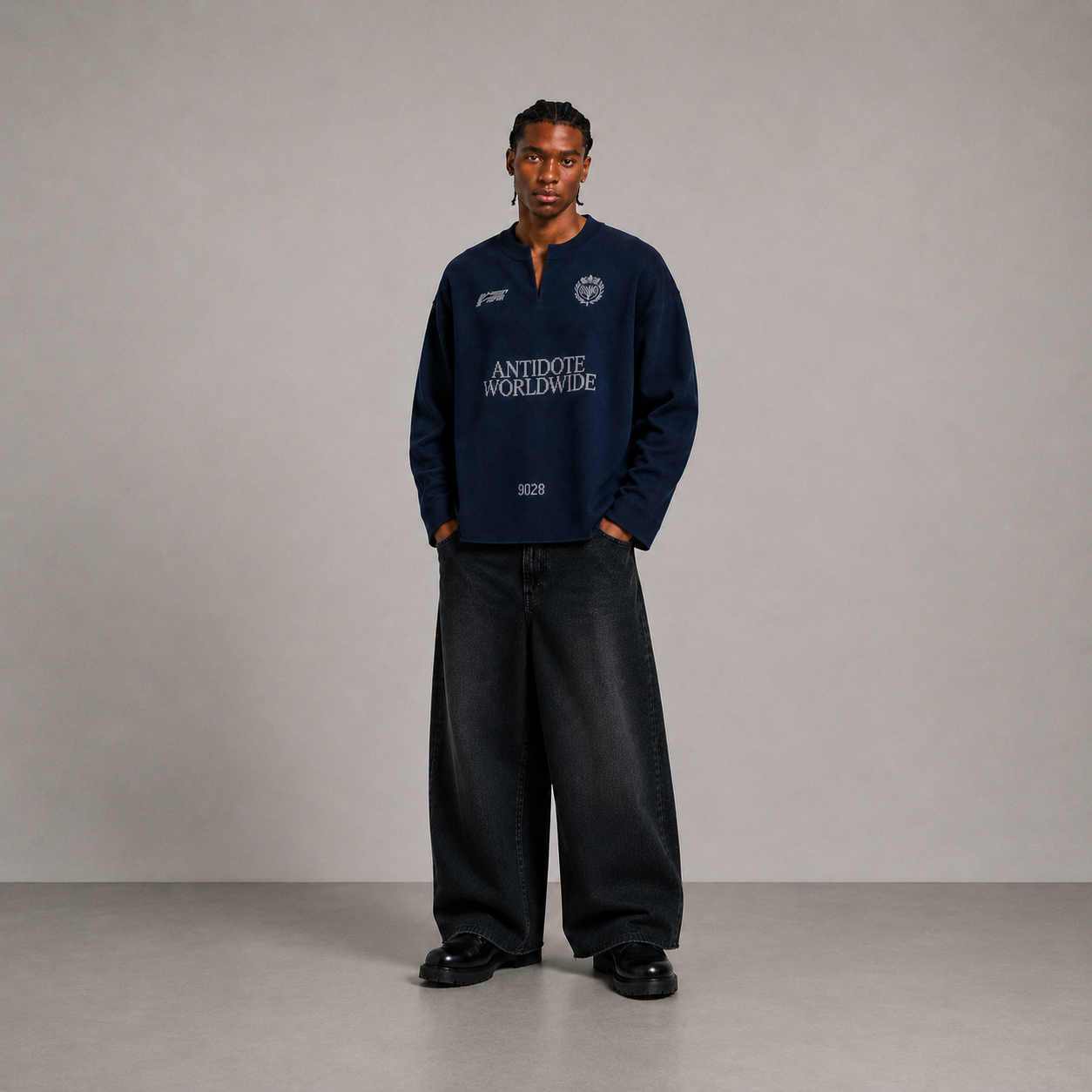 Open-neck Faded Sweatshirt