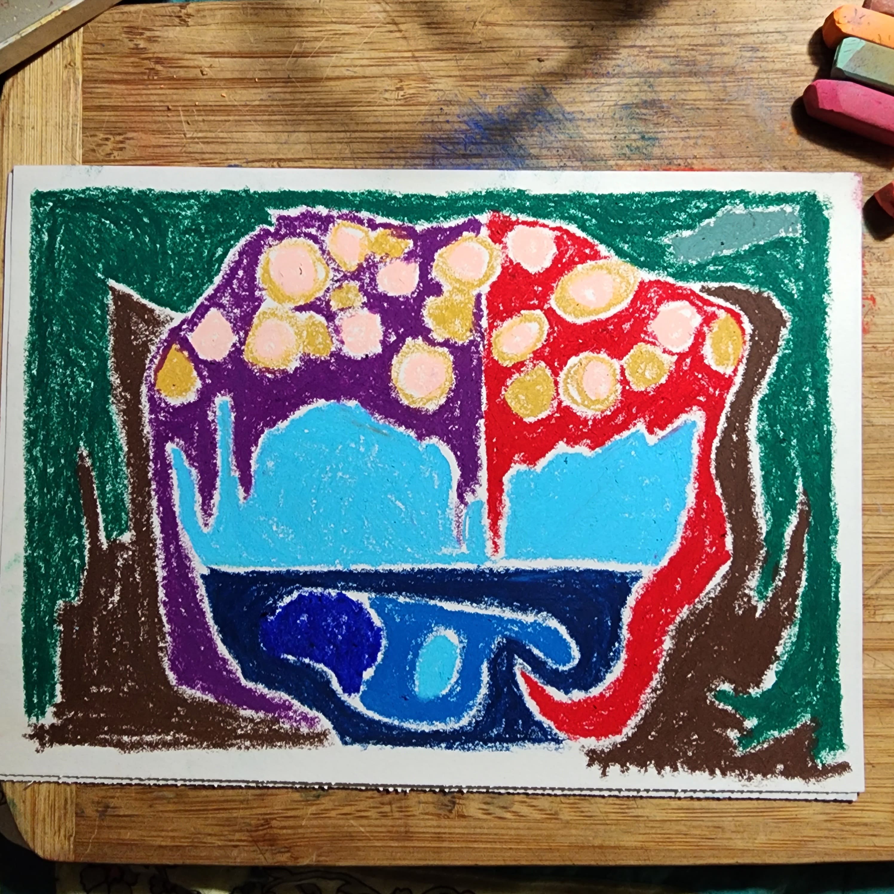 Oil pastel garden