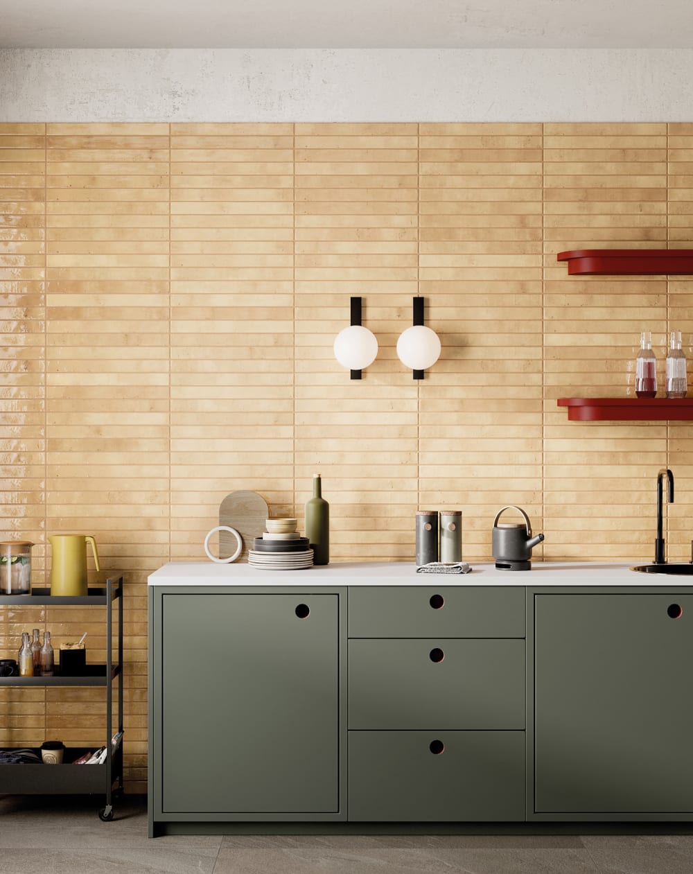 Bedrosians Chroma Gloss Field tile in 2" X 18"