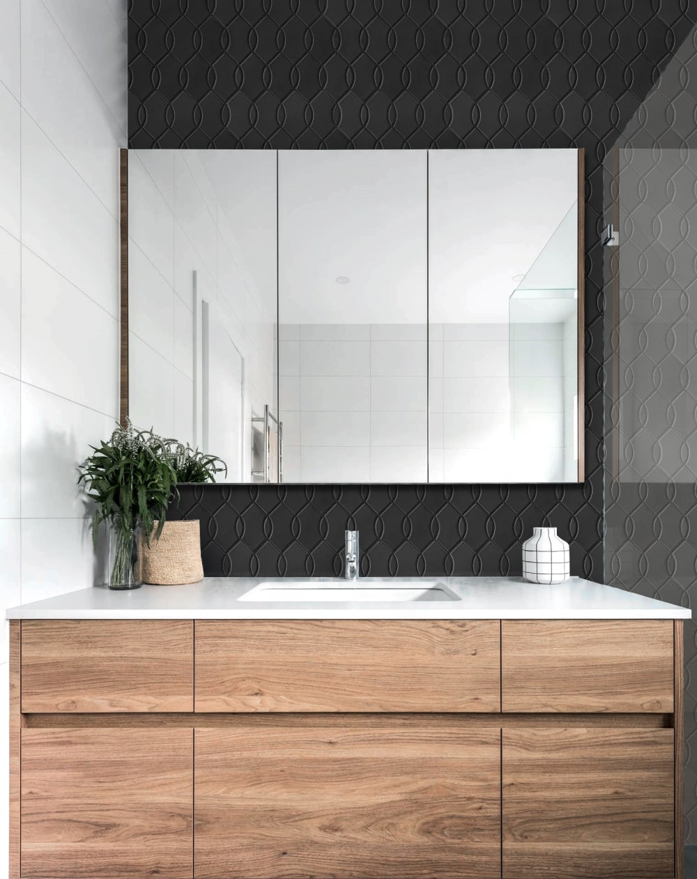 Emser Tile Mythos Wave Black tile in 12" X 12"