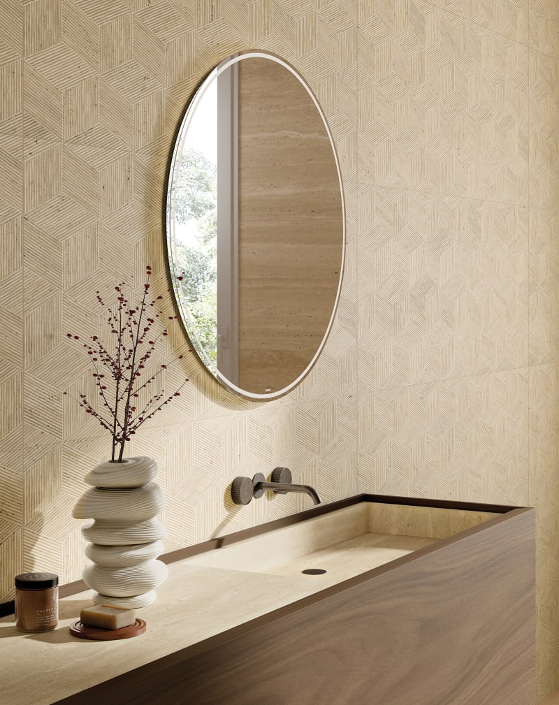 Bedrosians Sensi Roma Satin Cube tile in 24" X 48"