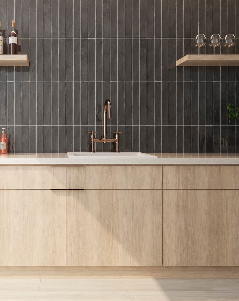 Statements Tile Zellige Dark Gray tile in 2.5" X 16"