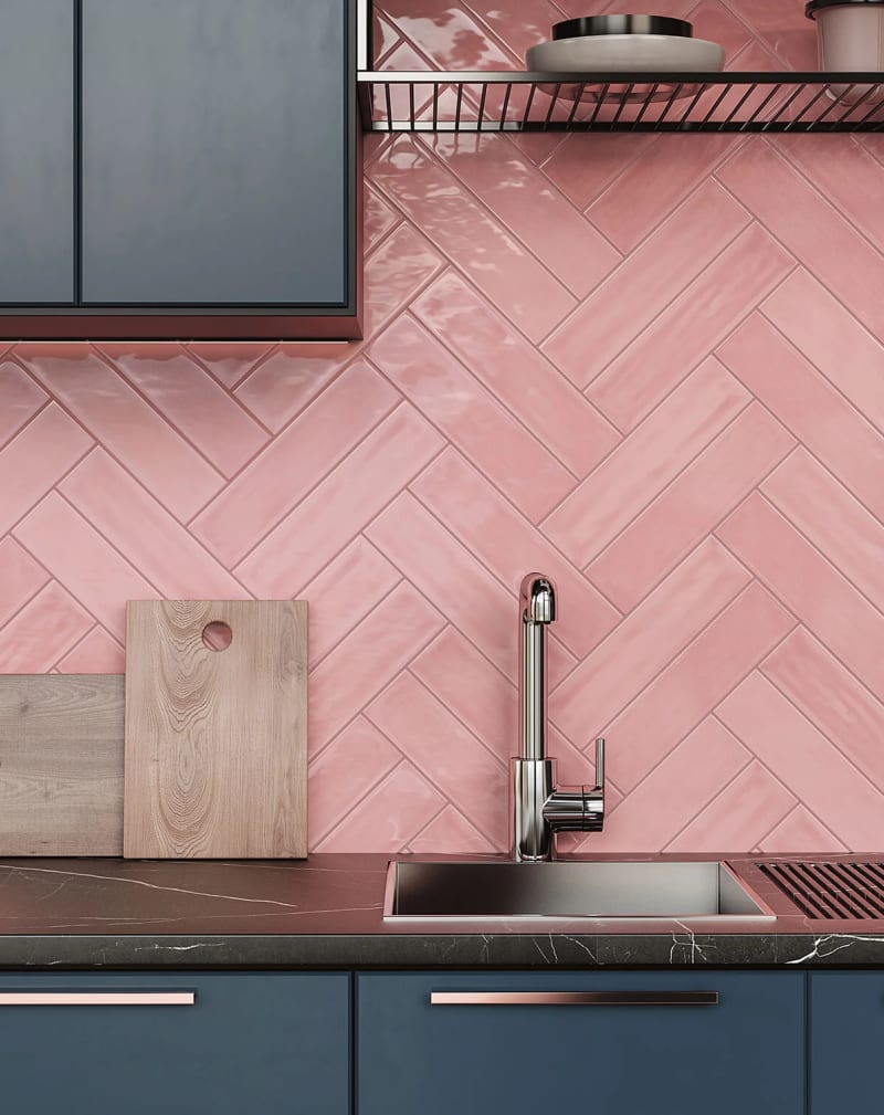 Statements Tile Flow Velvet Pink tile in 3" X 12"