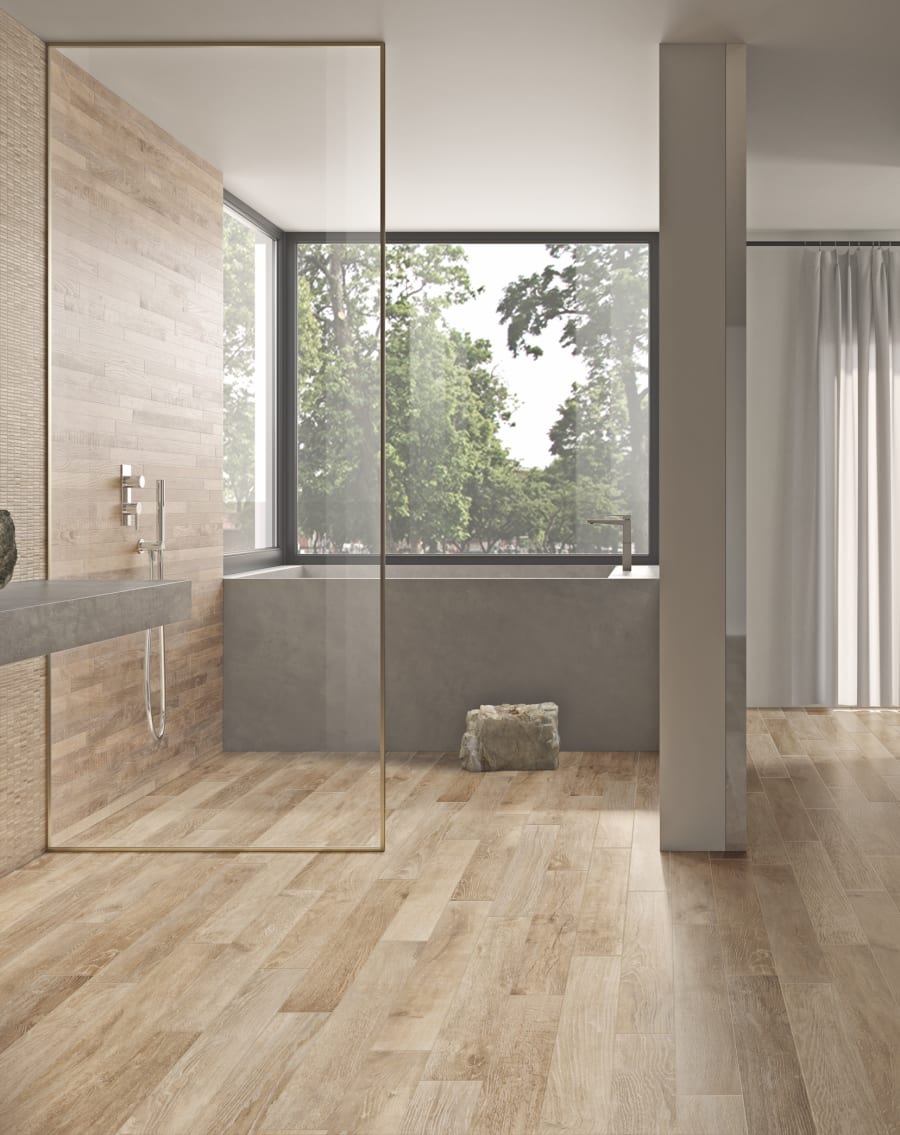 Tileshop Shizen Miele tile in 6" X 48"