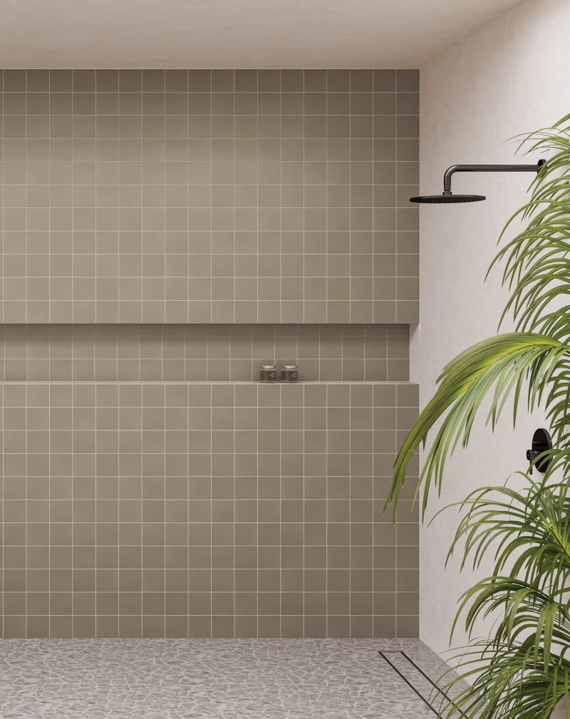 Bedrosians Frammenta Palladiana Dark Grey tile in 12" X 12"