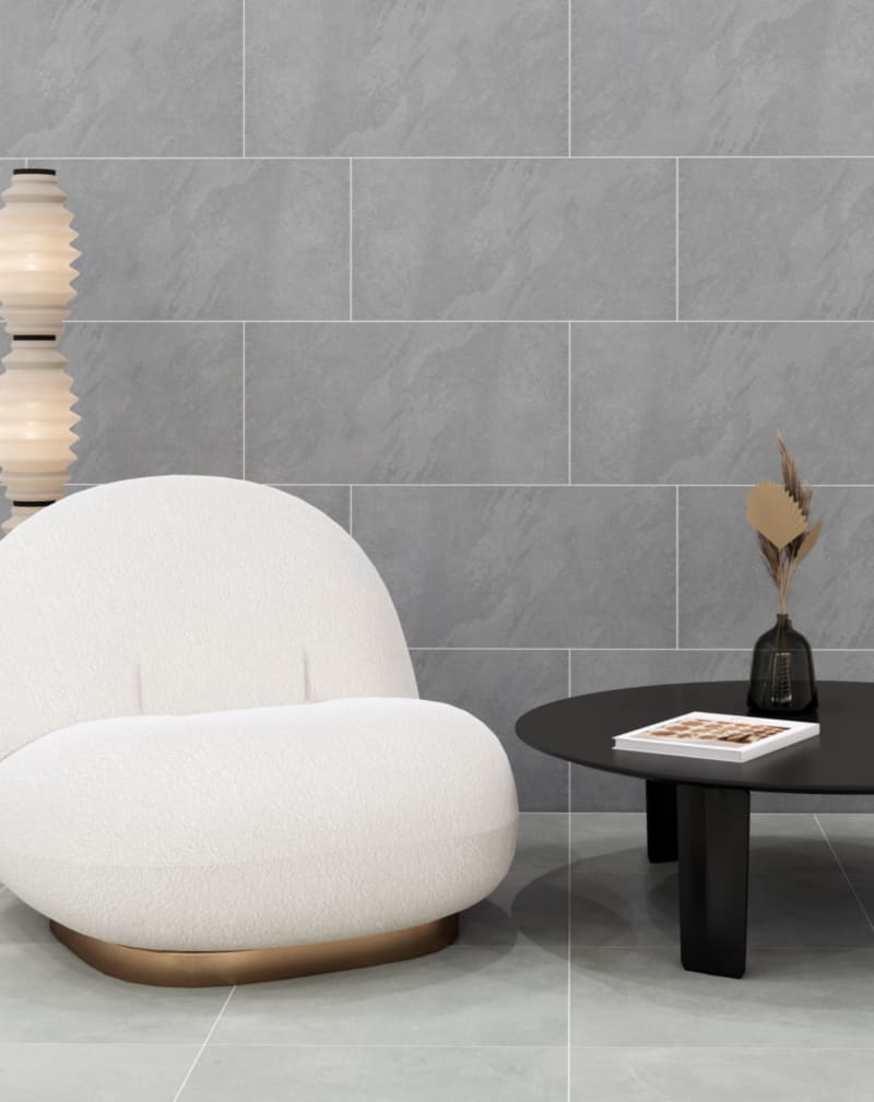 Emser Tile Brook II Silver tile in 12" X 24"