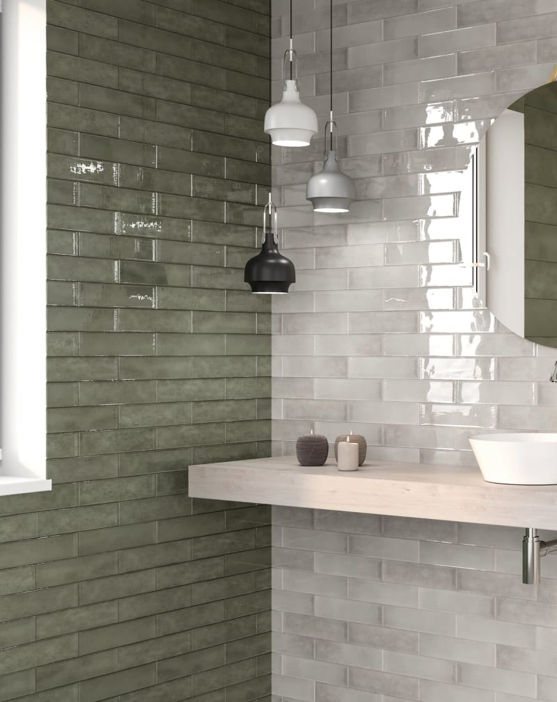 Emser Tile Raku Glossy Olive tile in 3" X 12"