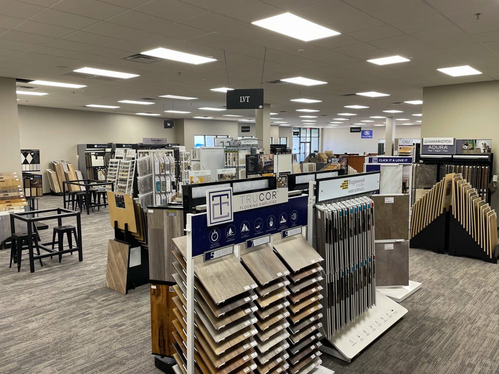 Hardwood displays in the Chandler, Arizona CFM showroom
