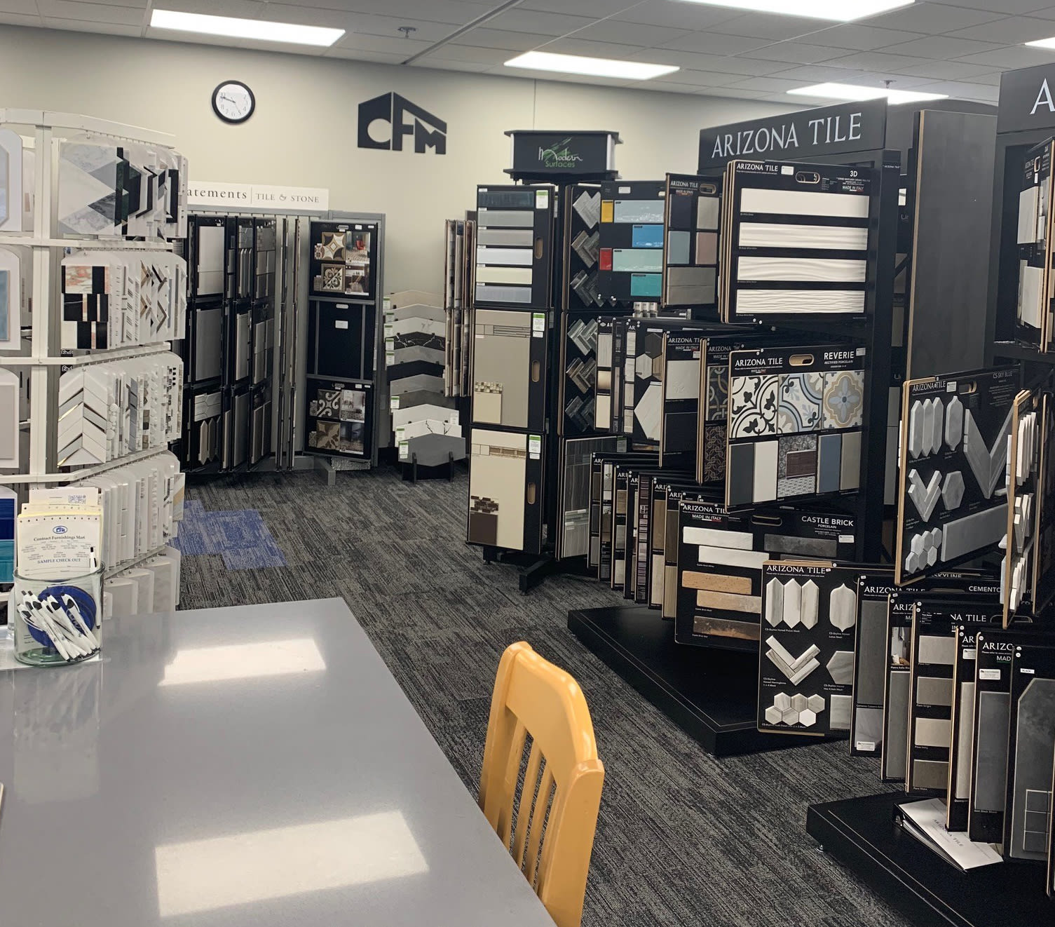 Variety of tile colors and displays in the Gresham, Oregon CFM showroom