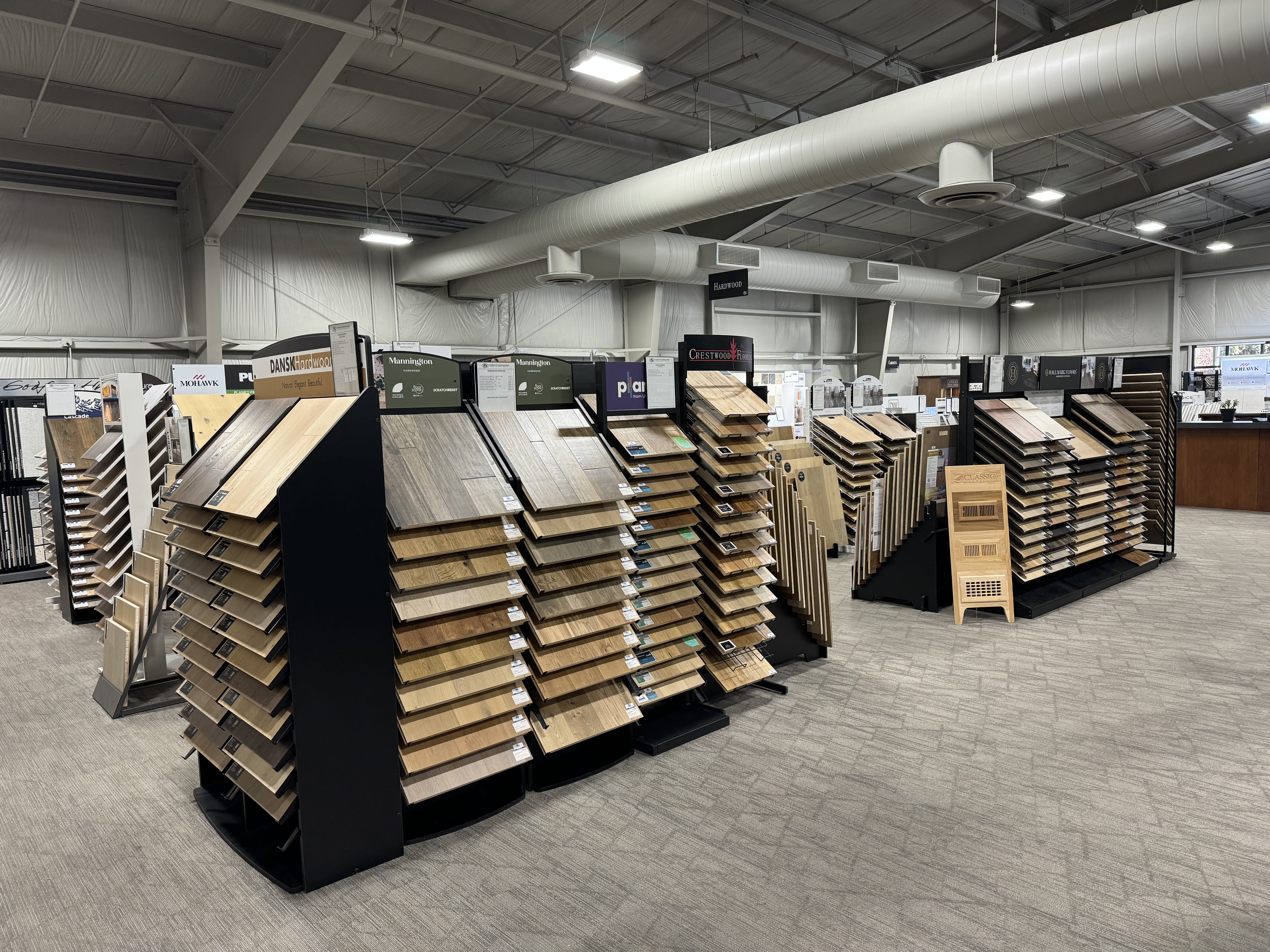 Hardwood displays in the Bend, Oregon CFM flooring showroom