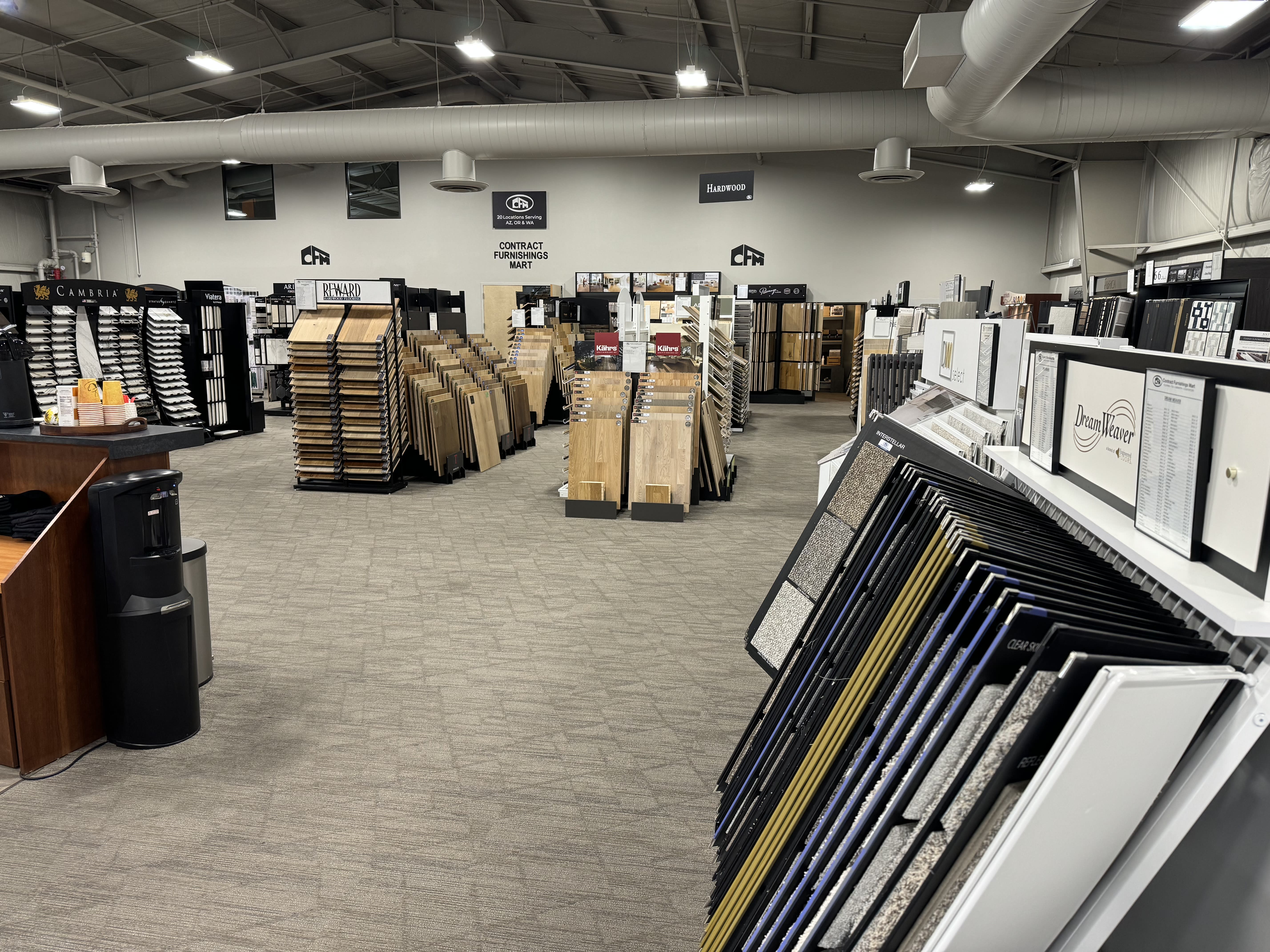 Carpet displays in the Bend, Oregon CFM flooring showroom