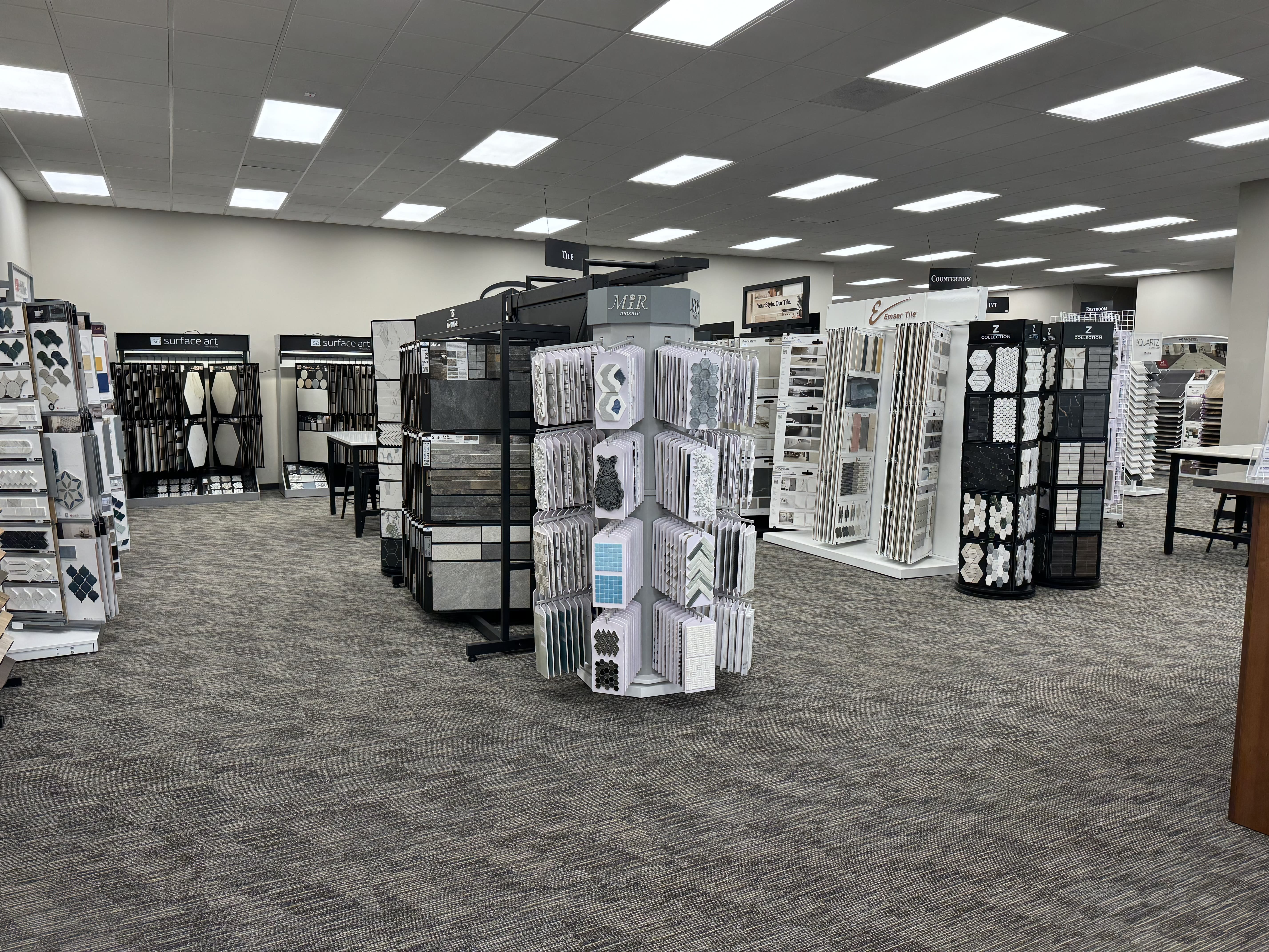 Tile displays in the Salem, Oregon CFM showroom