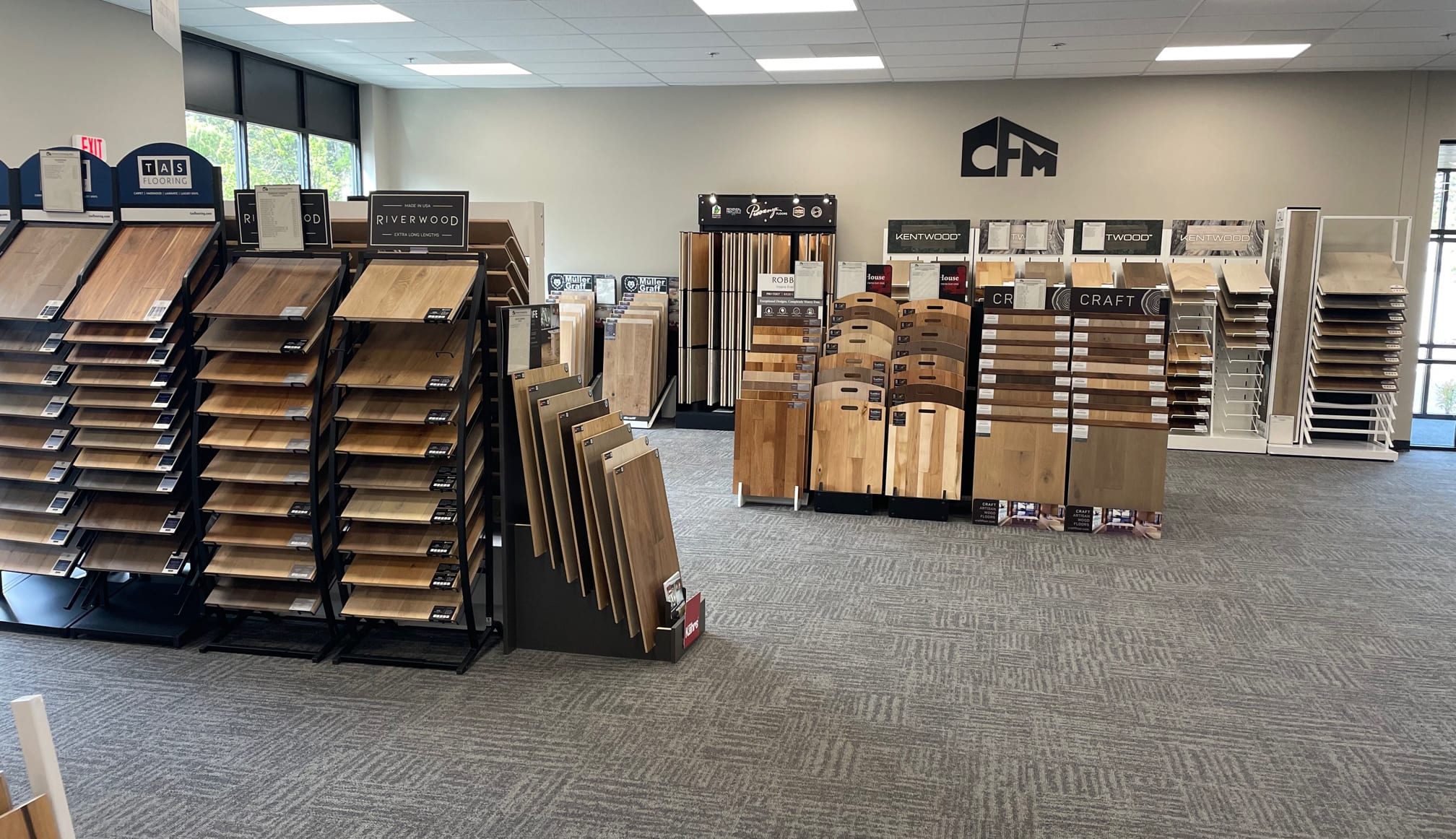 Hardwood displays in the Tualatin, Oregon CFM flooring showroom