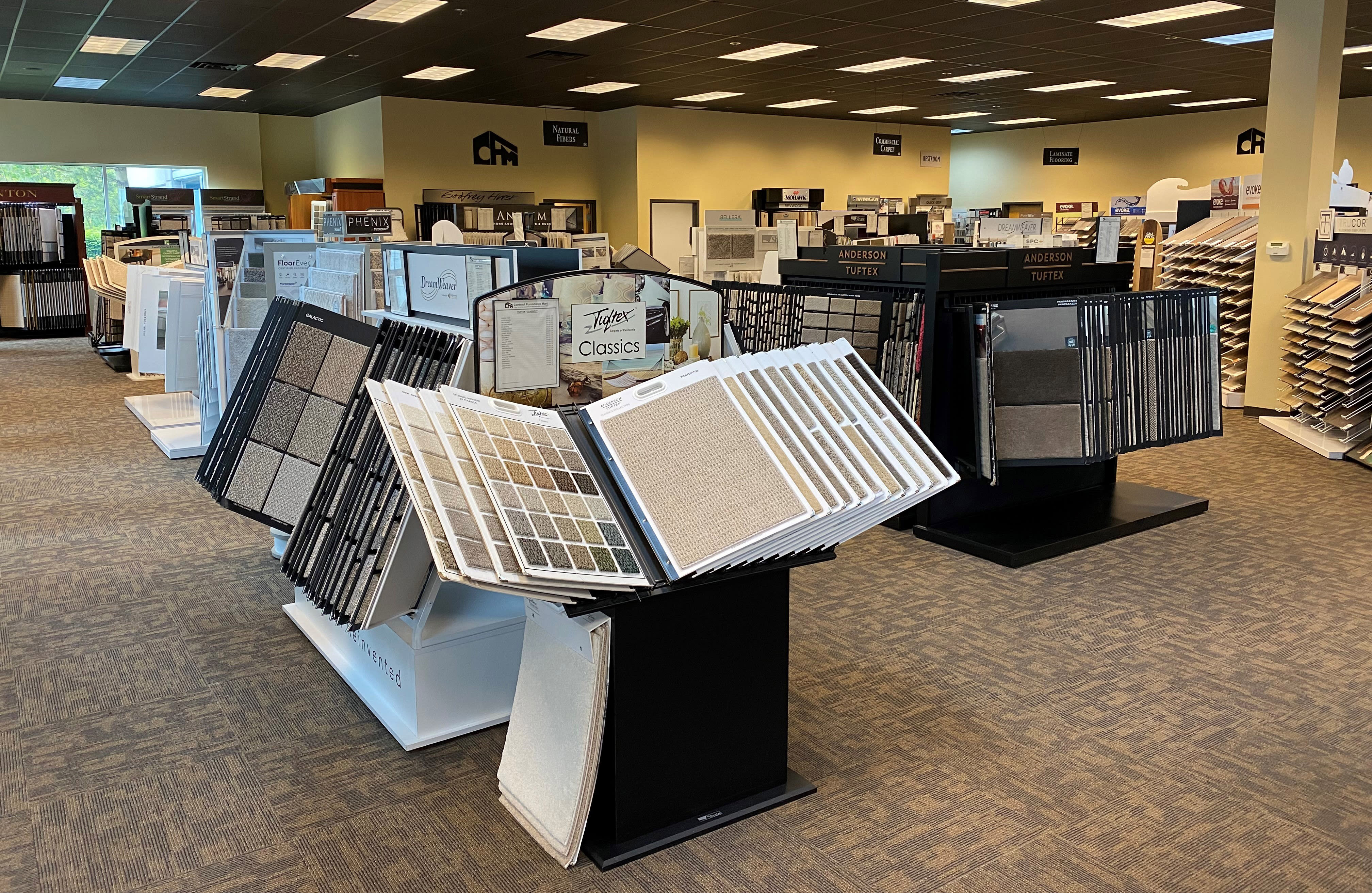 Quartz countertop displays in the Everett Washington CFM showroom
