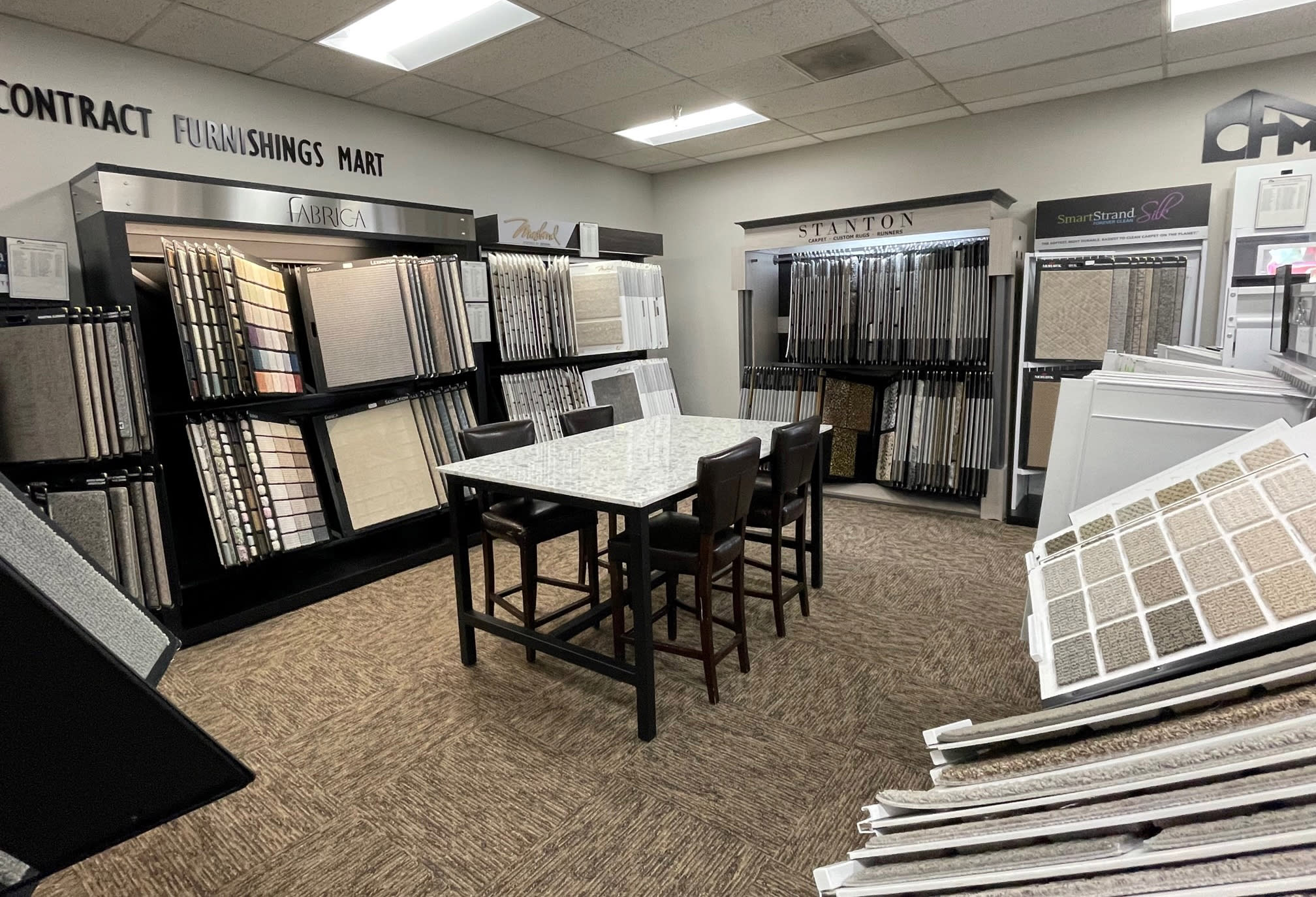 Carpet displays in the Fife, WA CFM showroom