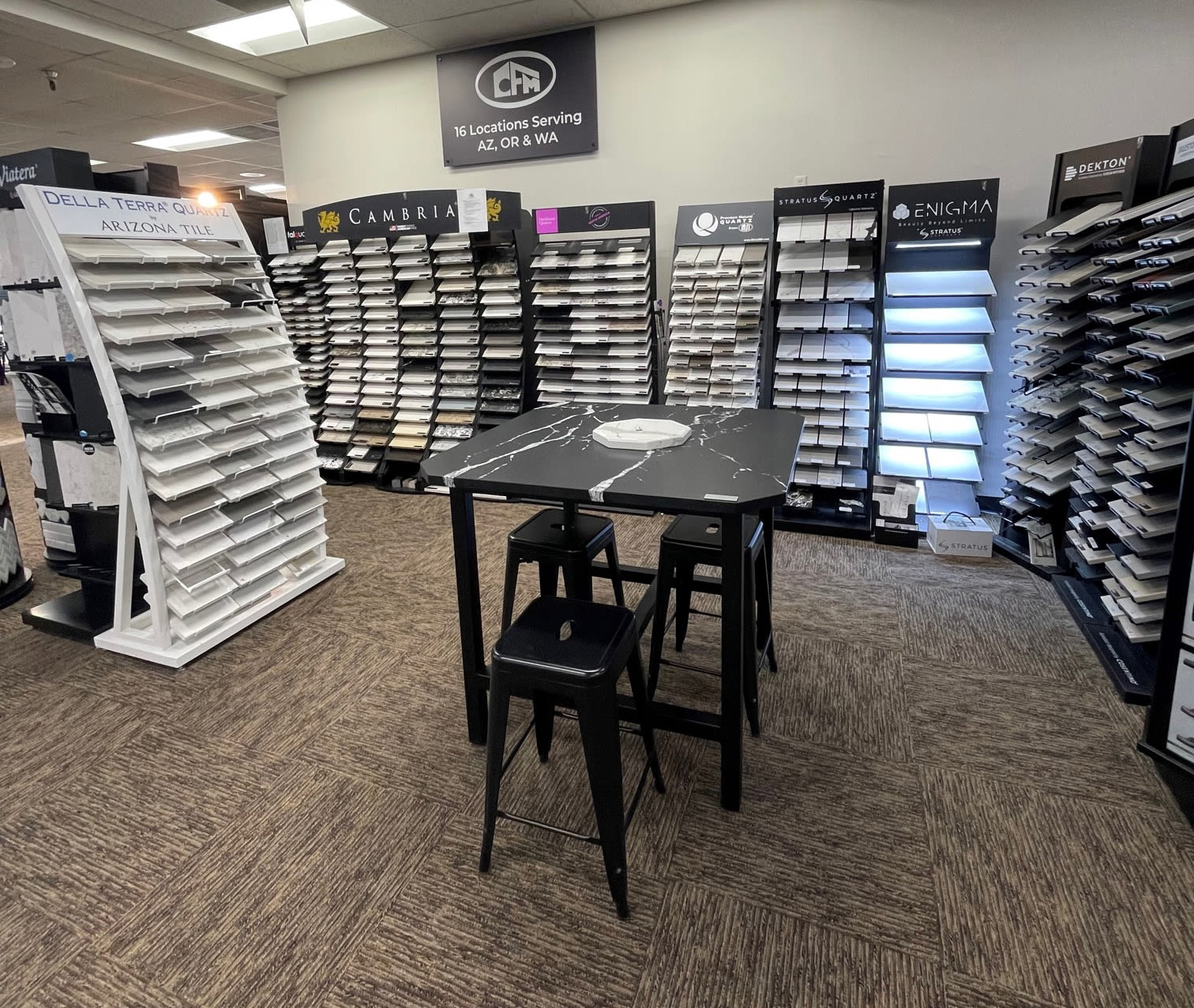 Countertop displays in the Fife, WA CFM showroom