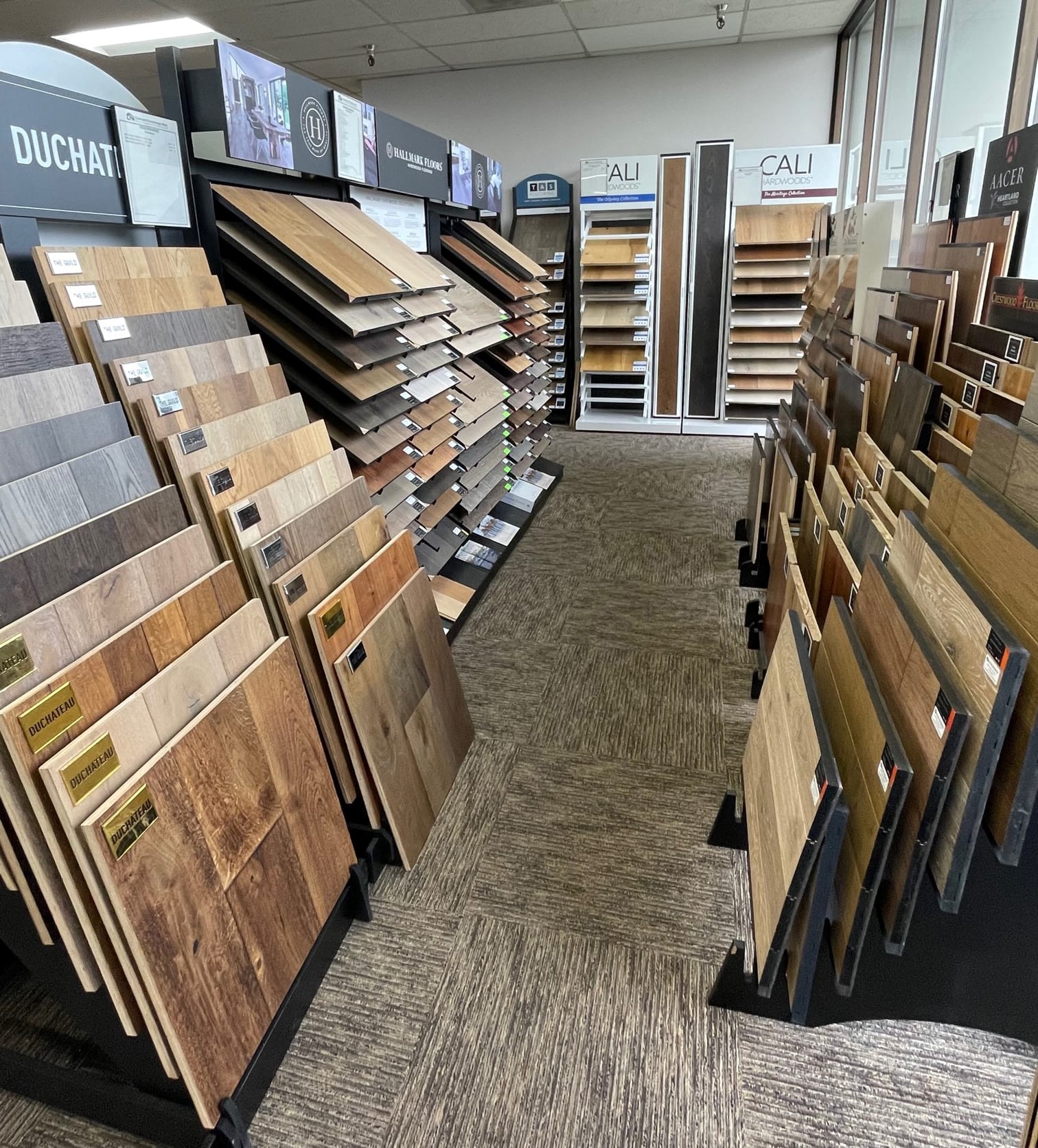 Hardwood displays in the Fife, WA CFM showroom