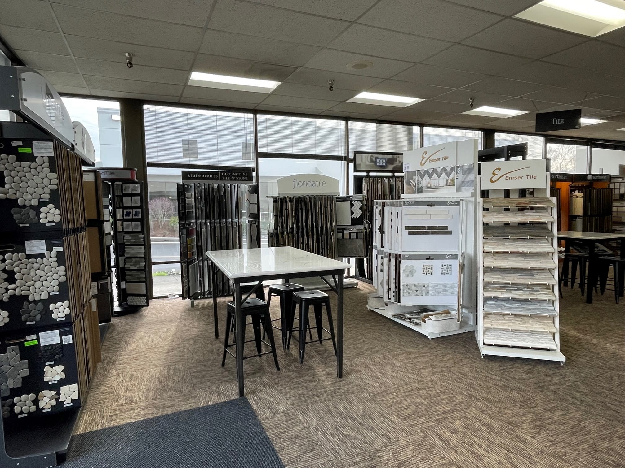 Tile displays in the Fife, WA CFM showroom