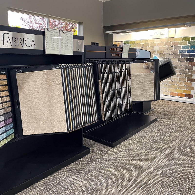Carpet flooring displays in the Tacoma CFM showroom