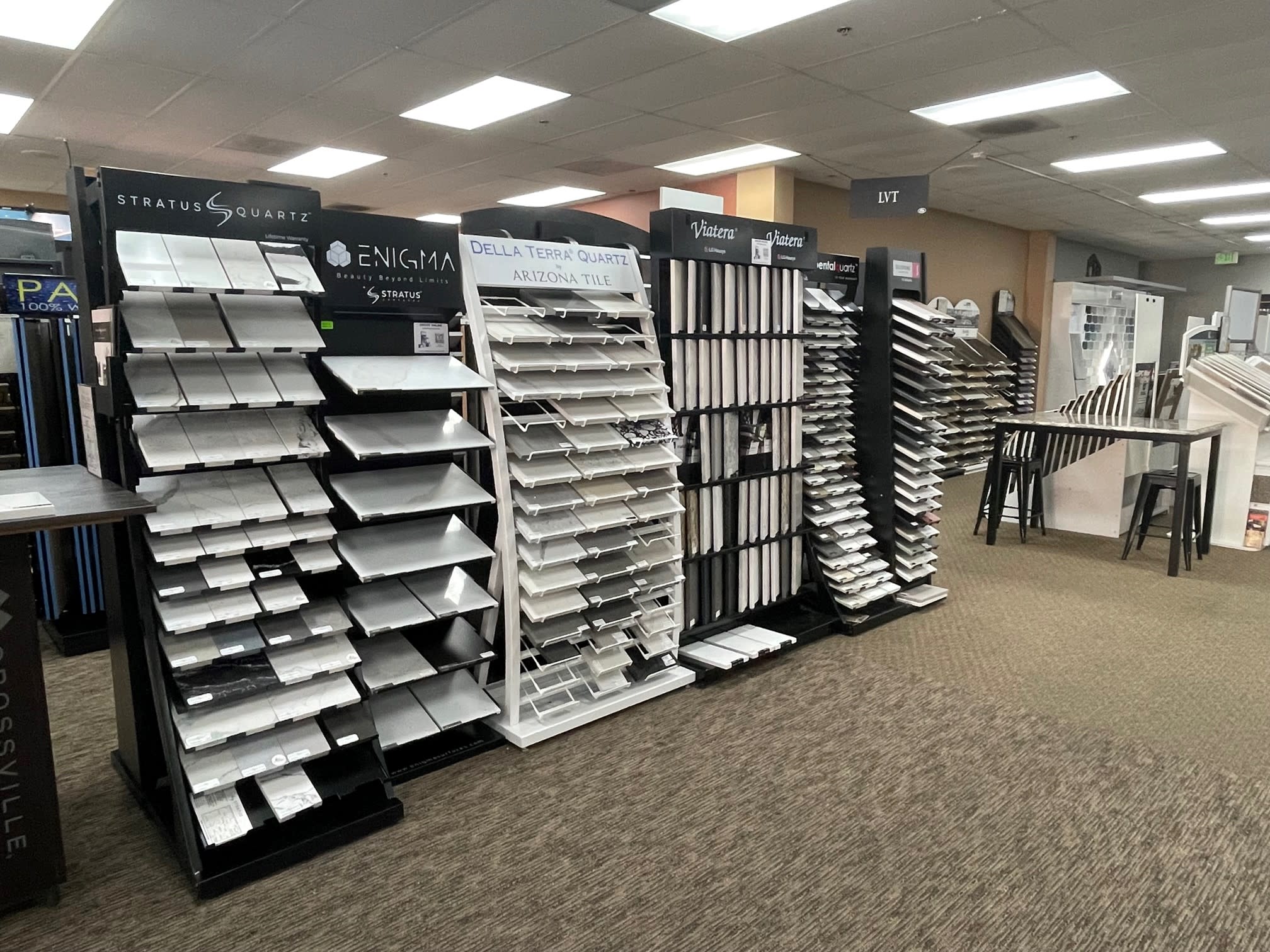 Countertop displays in the Redmond flooring CFM showroom
