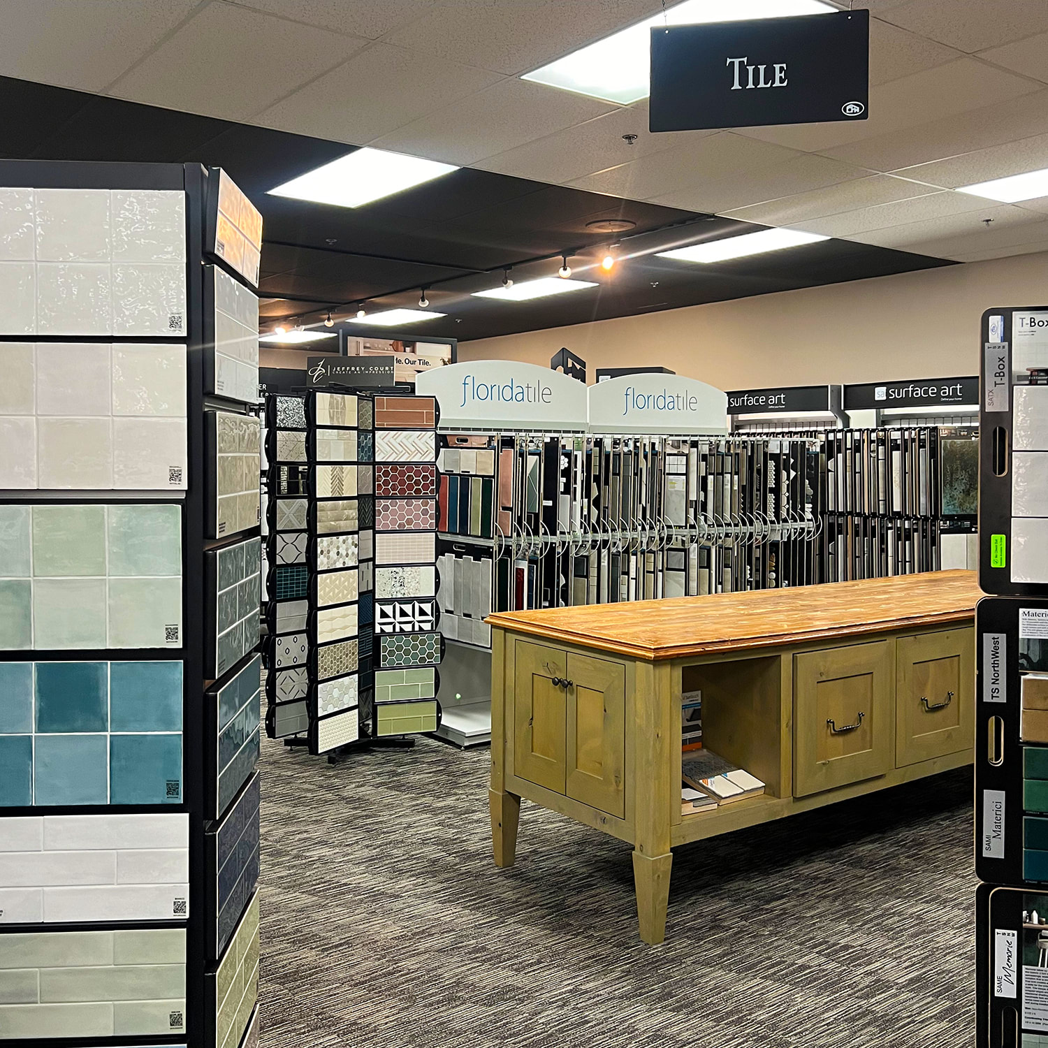 Tile displays in the CFM Clackamas, Oregon flooring showroom