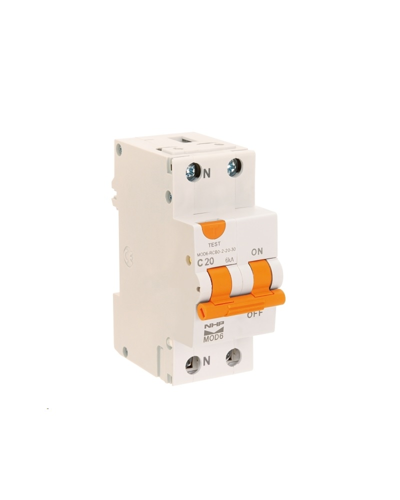 Mod6 Rcbo MOD6, RCBO, 1P+N, 6kA, 20A, C Curve, 30mA, Type AC, 2 Module - Allied Pumps