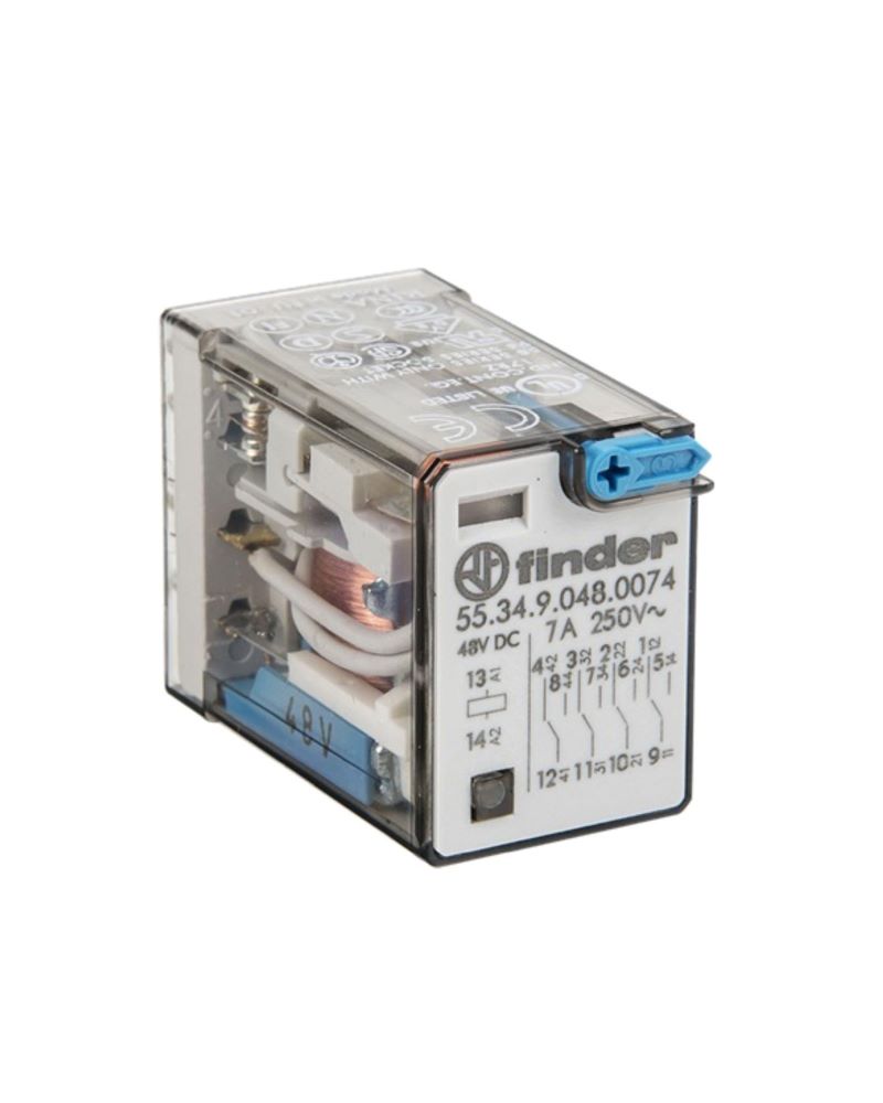 Finder Relay W/PB+LED+FLG FPIN 2CO 10A 12VDC - Allied Pumps
