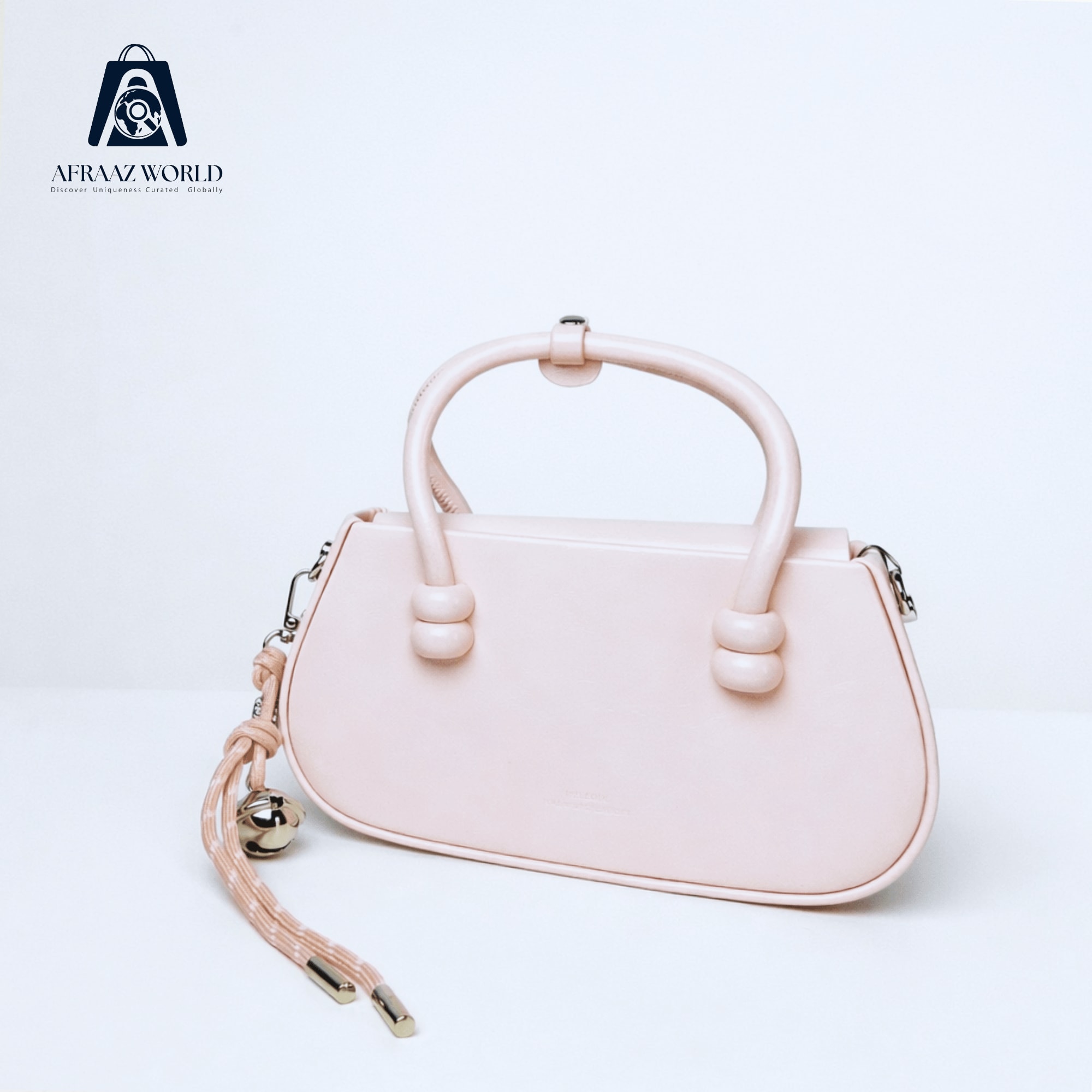Minimalist Curved Top-Handle Handbag with Braided Accent