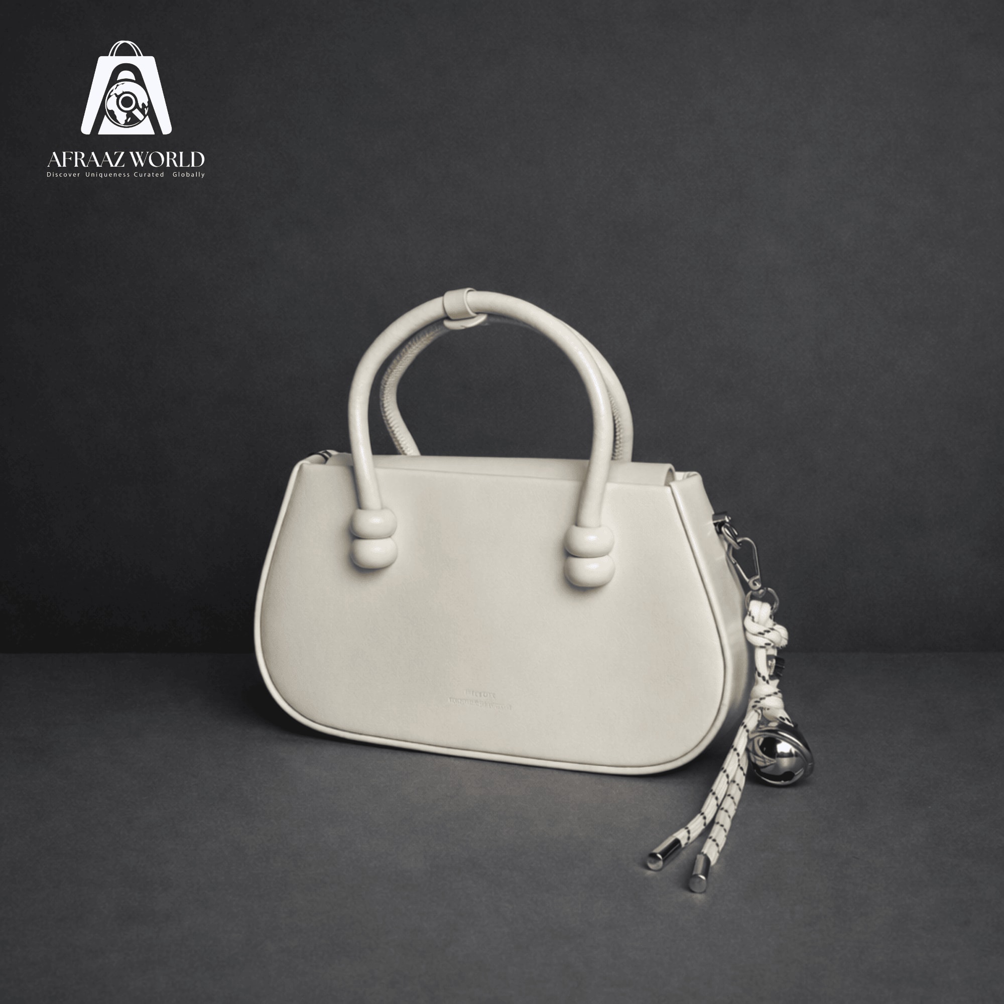 Minimalist Curved Top-Handle Handbag with Braided Accent