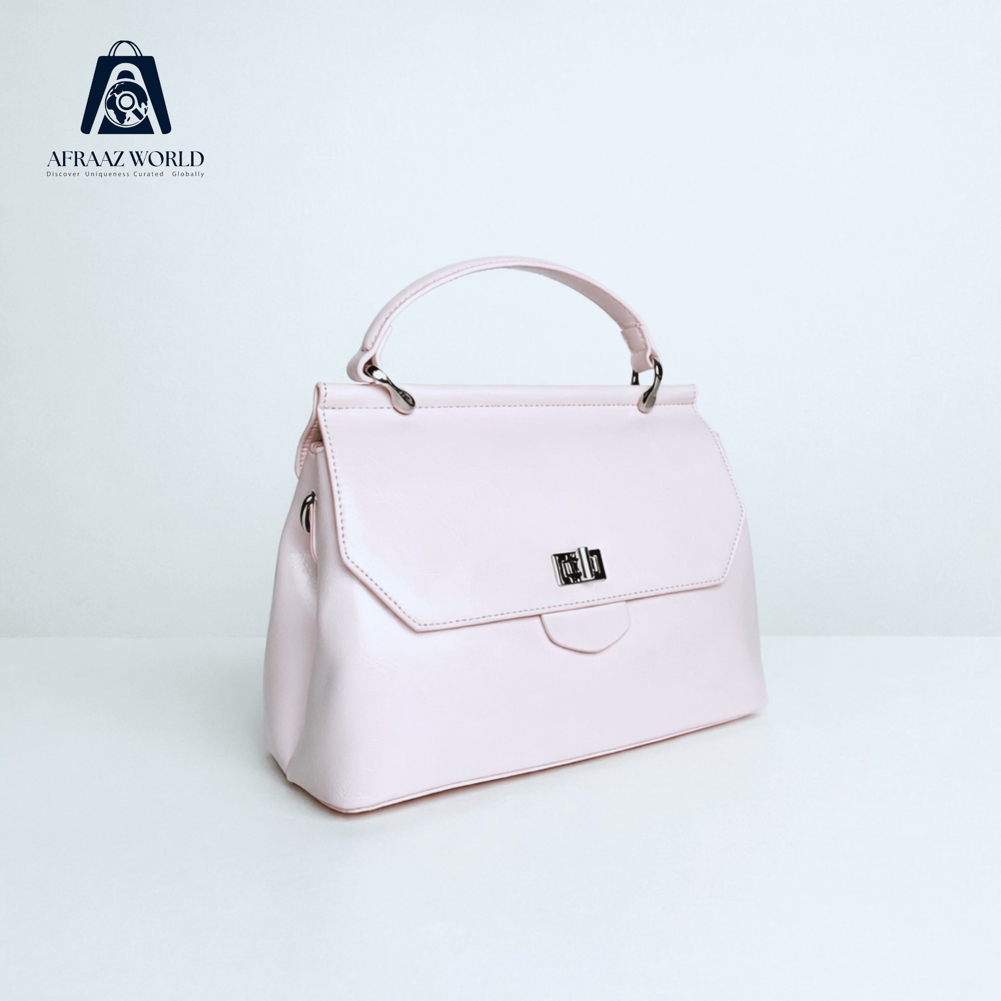 Sculpted Envelope Handbag with Geometric Turn-Lock