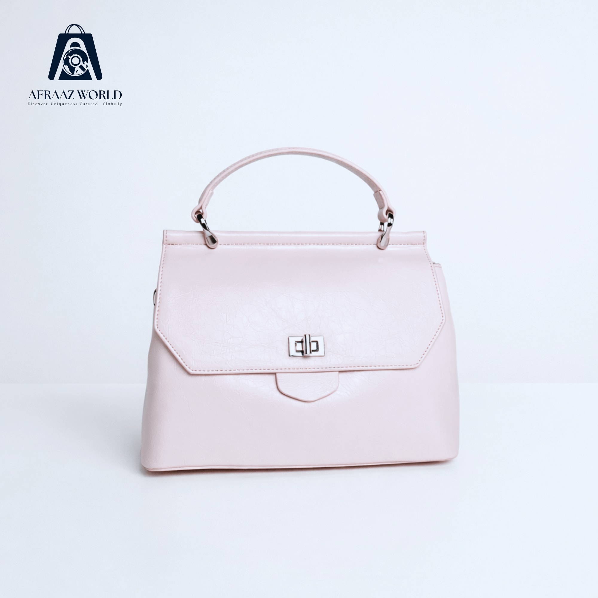 Sculpted Envelope Handbag with Geometric Turn-Lock