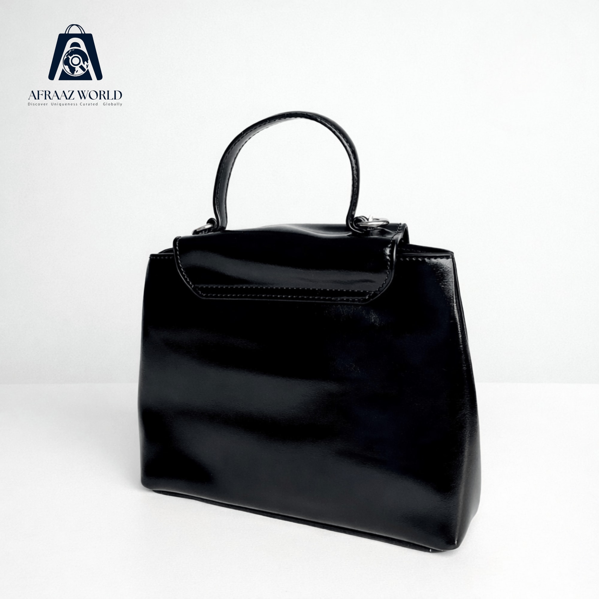 High-Shine Minimalist Handbag with Industrial Eyelet Accents