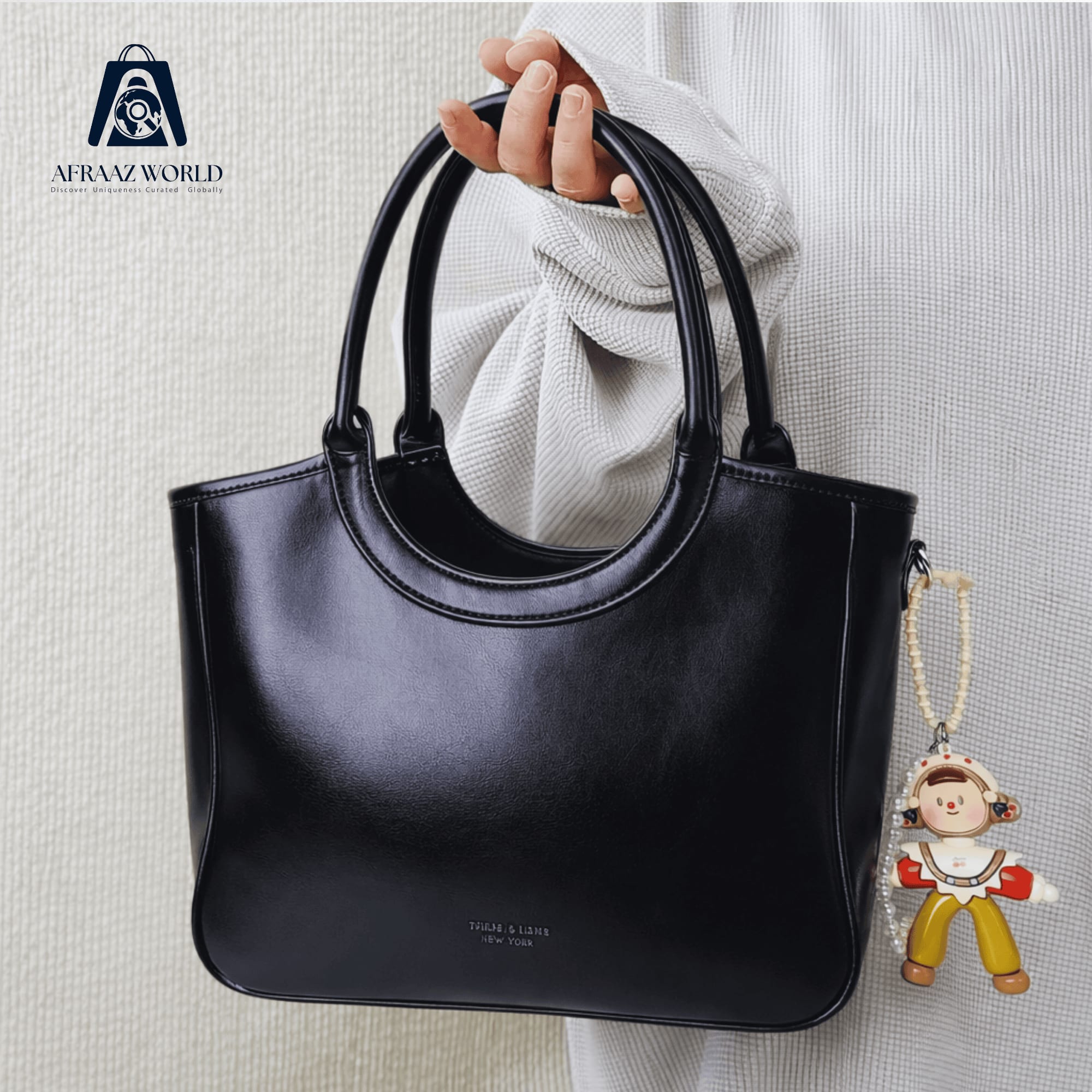 Sculptural Round-Handle Carryall in Pearl White