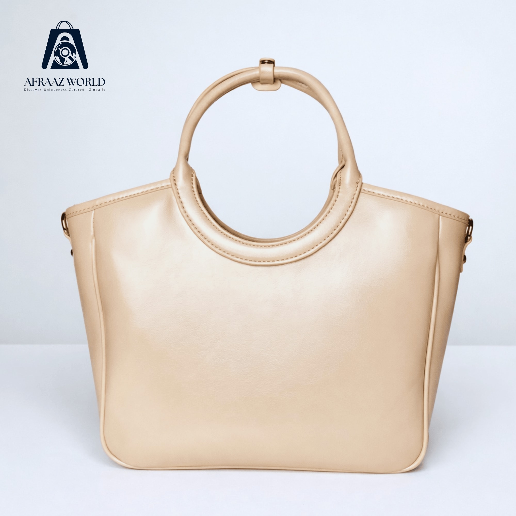 Sculptural Round-Handle Carryall in Pearl White