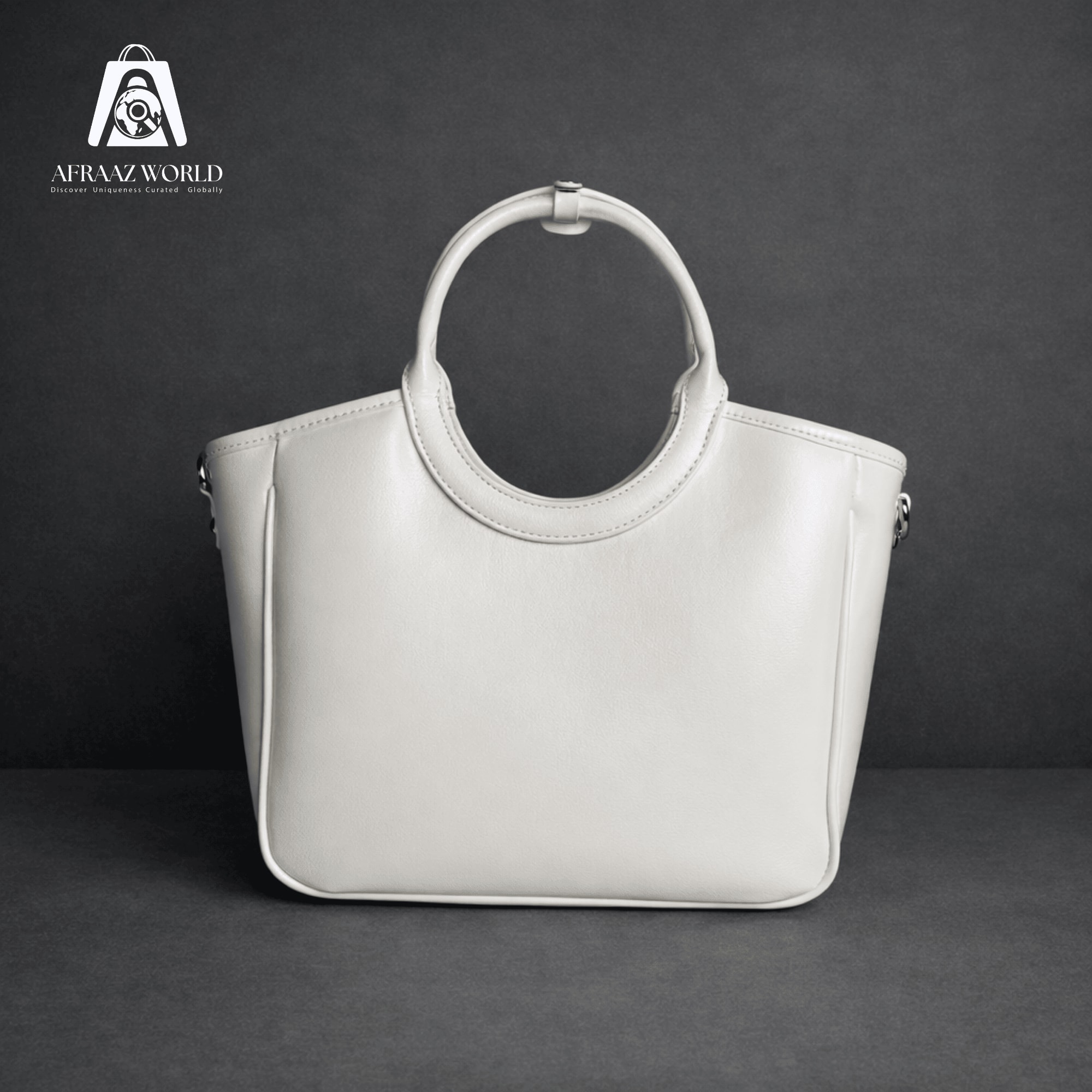 Sculptural Round-Handle Carryall in Pearl White