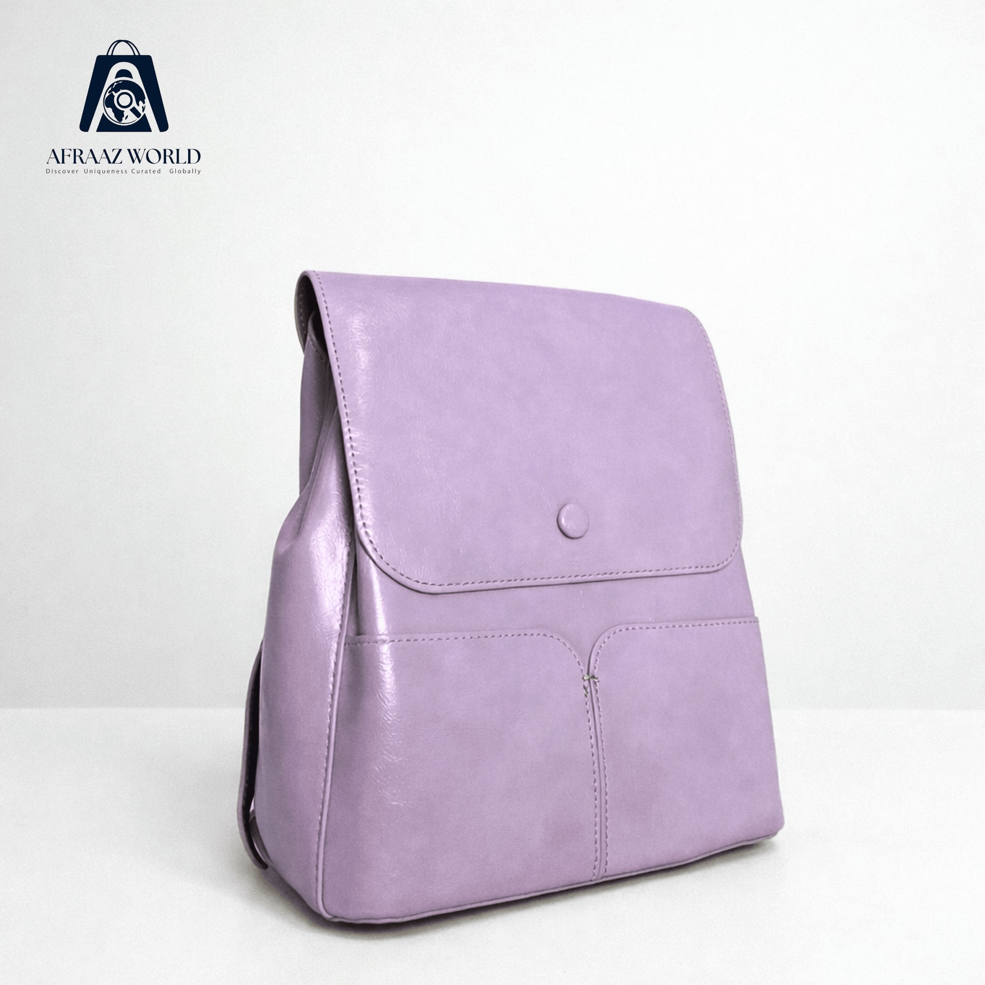 Minimalist Vegan Leather Backpack with Twin Front Pockets